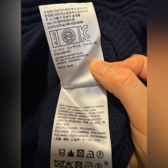 VINTAGE LEVI'S TEXTURED BLUE WOOL SWEATER - Picture 4 of 4